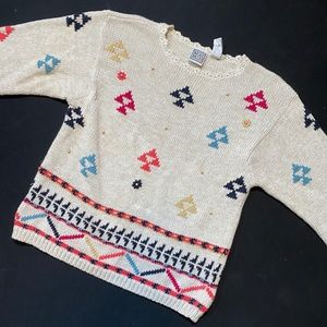 Vintage Russ Sport Knit Sweater w Beads & Crochet